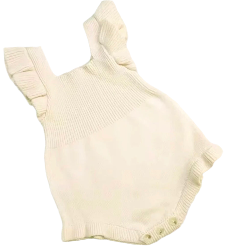 KNIT SLEEVELESS RUFFLE ROMPER