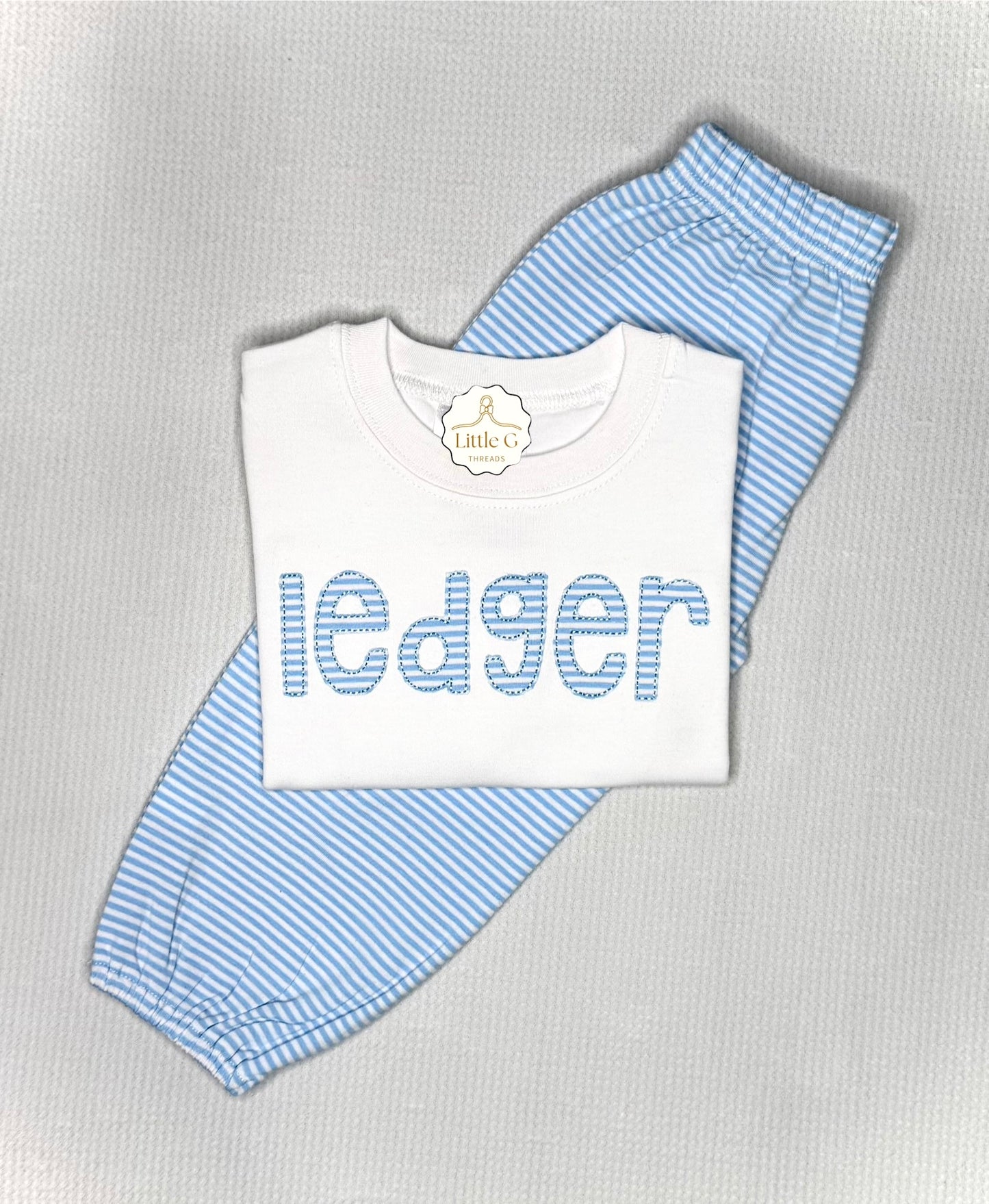 Blue Stripe Bubble Pant Set