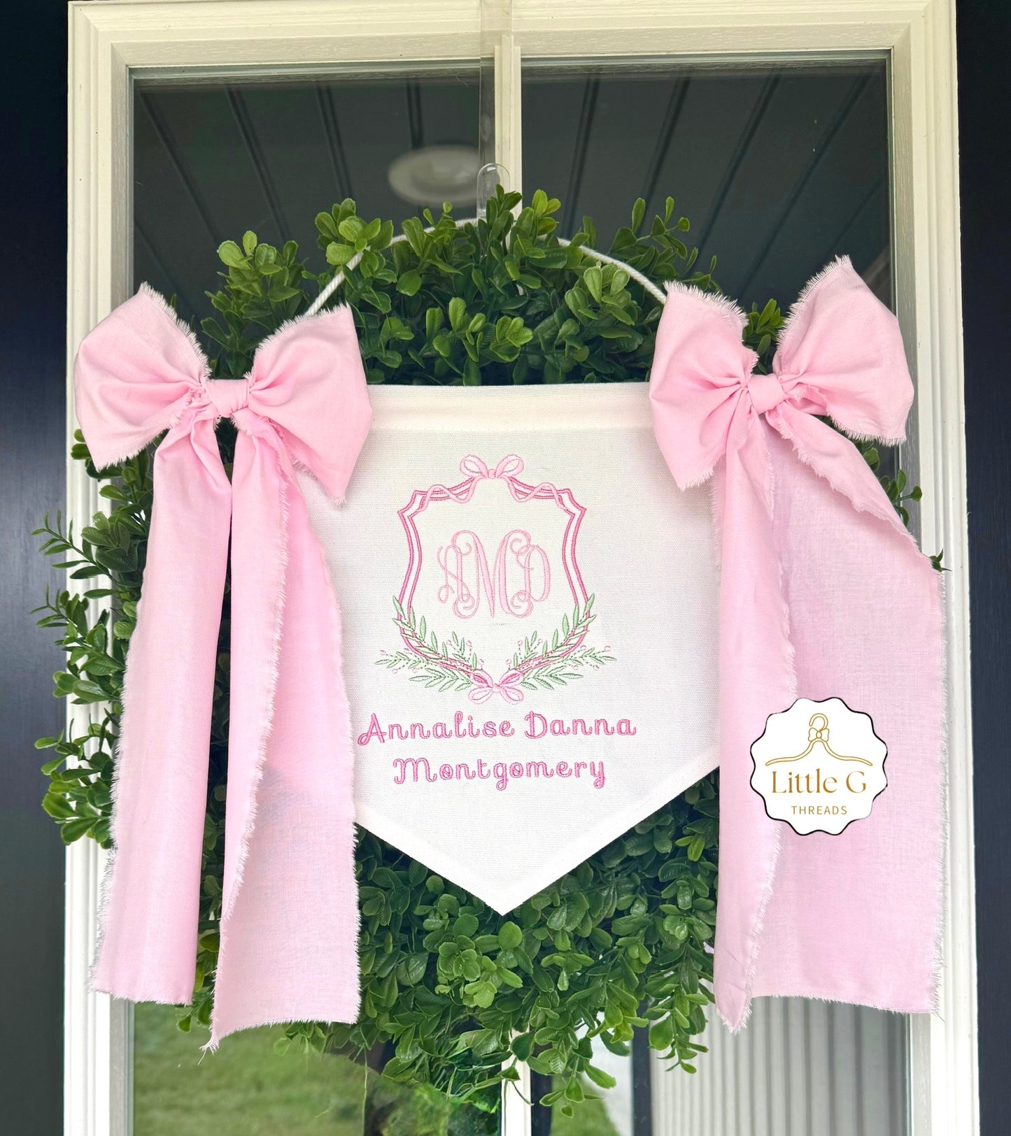 Birth Announcement Banner (Hot Pink Double Crest)