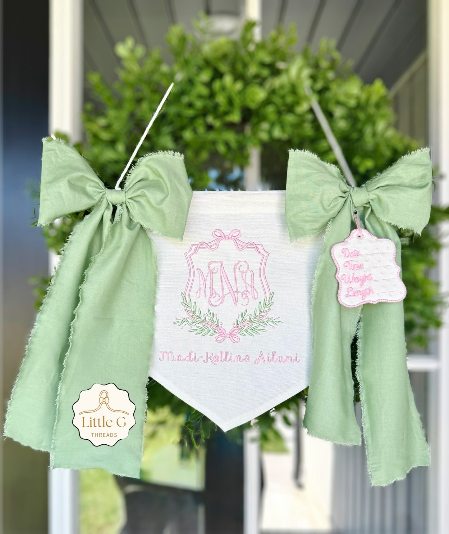 Birth Announcement Banner (Pink/Green)