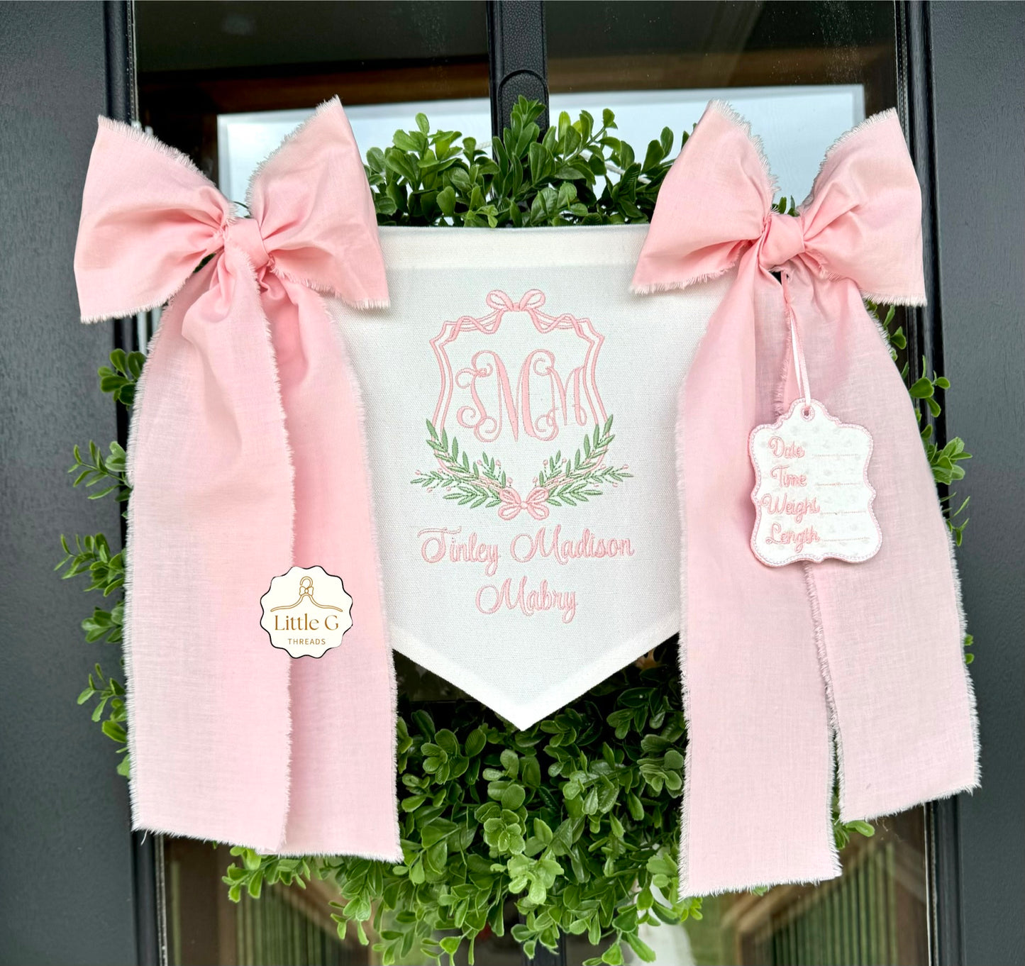 Birth Announcement Banner (Light Pink Double Crest)