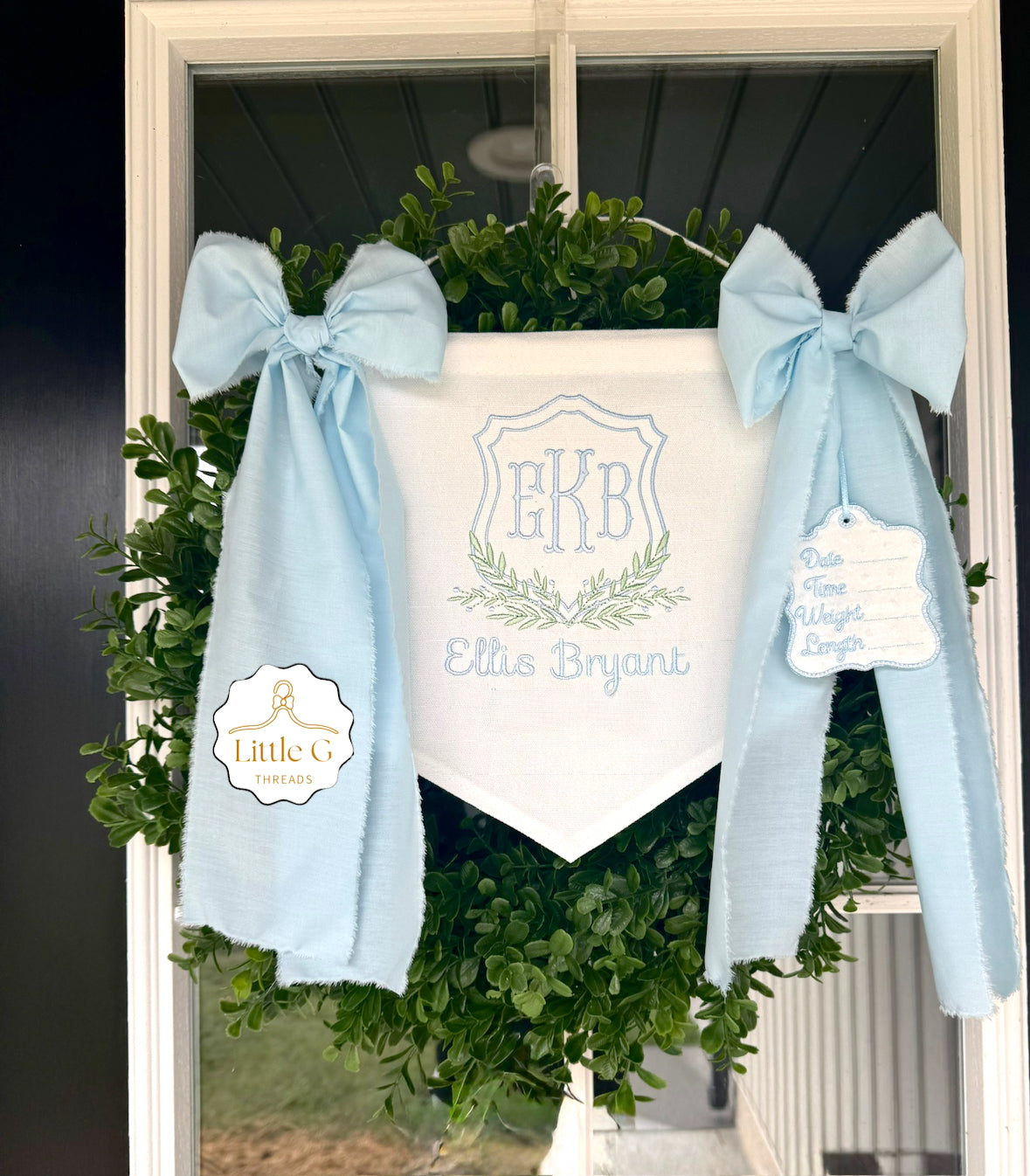 Birth Announcement Banner (Baby Blue Double Crest)
