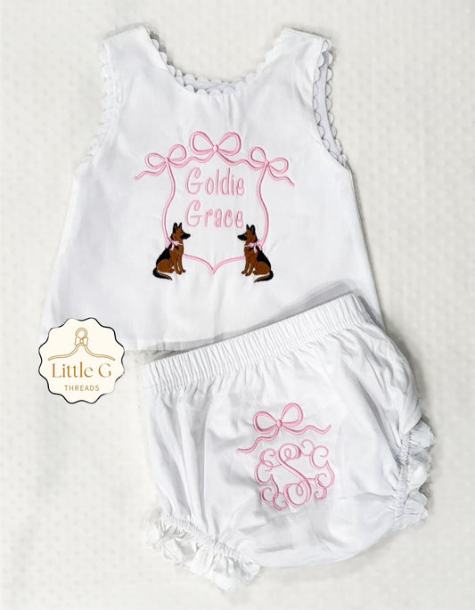German Shepherd Crest Swing Back Diaper Set