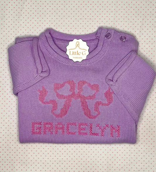 Cross-stitch Bow Roll neck sweater