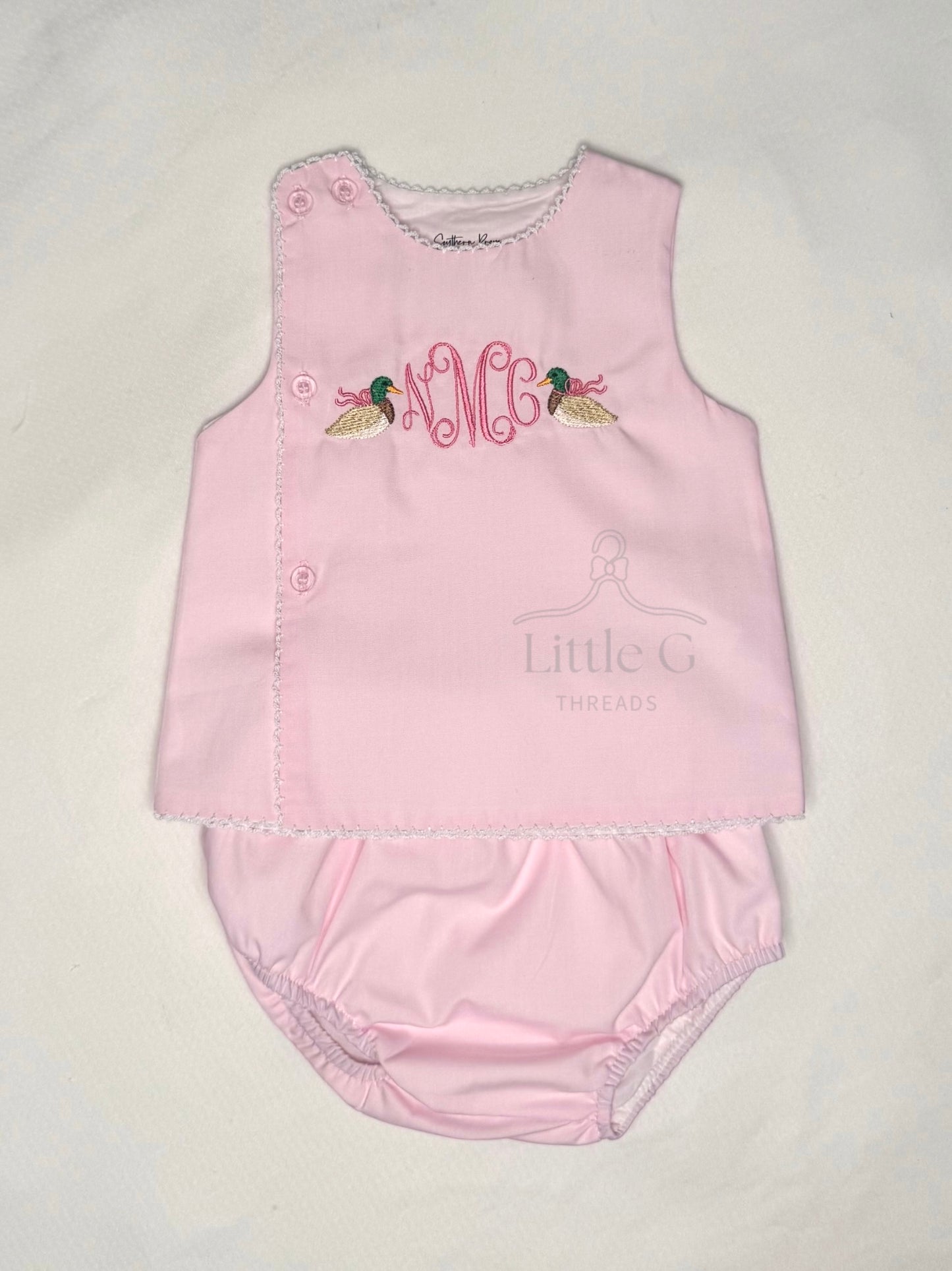 Picot Trim Diaper Set(monogram)