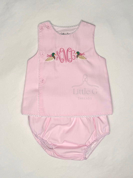 Picot Trim Diaper Set(monogram)