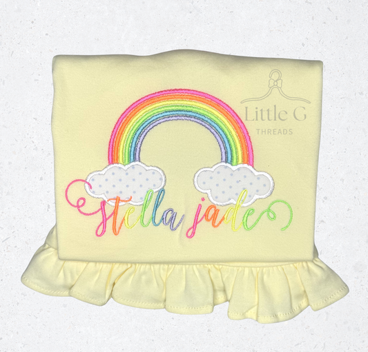 Rainbow with Clouds Ruffle Tee