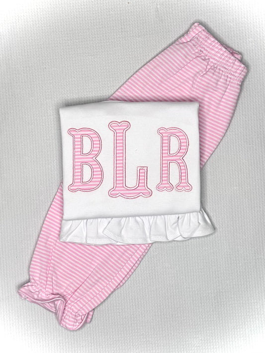 Pink Stripe Bubble Pant Set