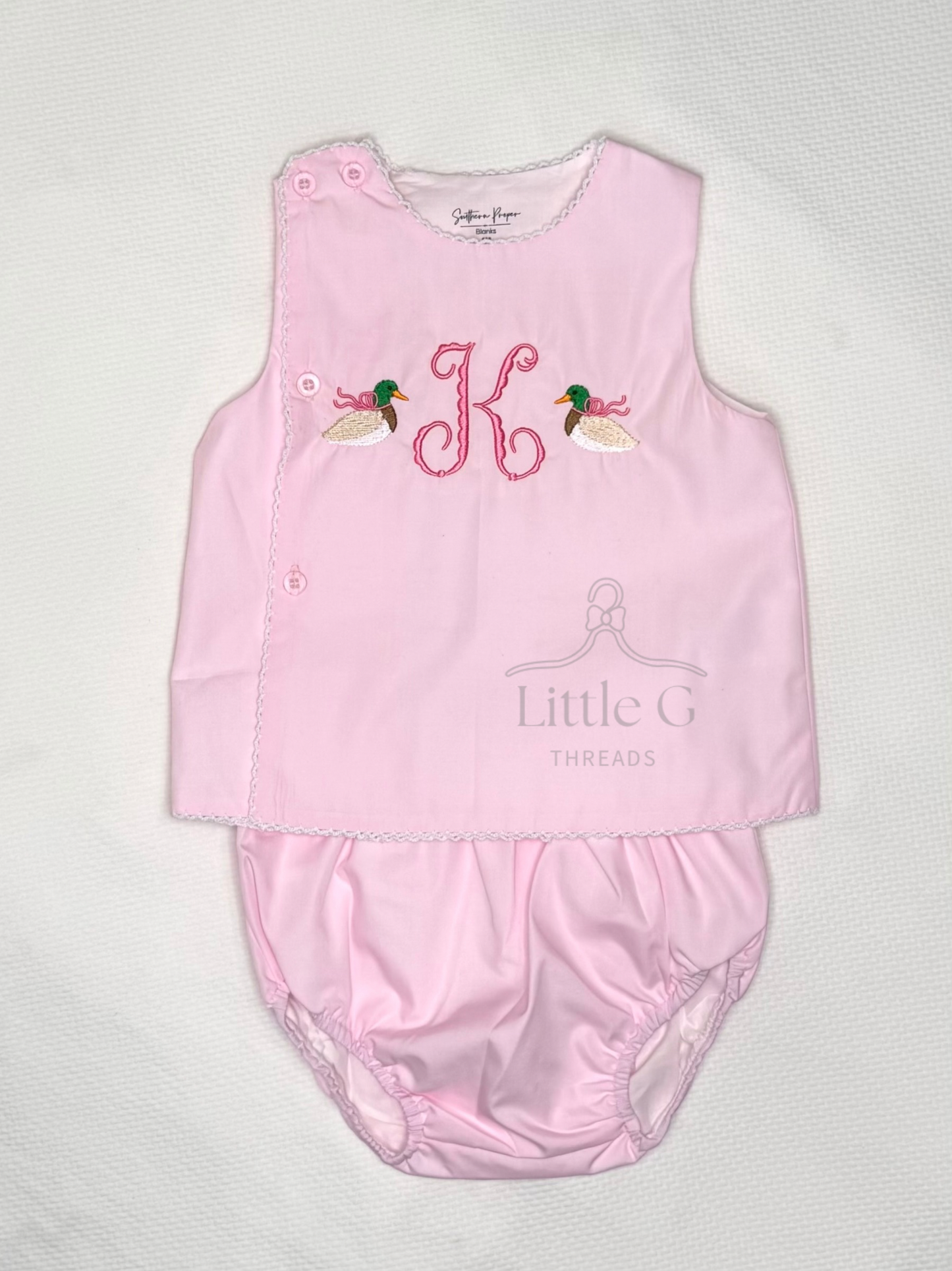 Picot Trim Diaper Set(single initial)