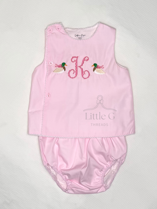 Picot Trim Diaper Set(single initial)