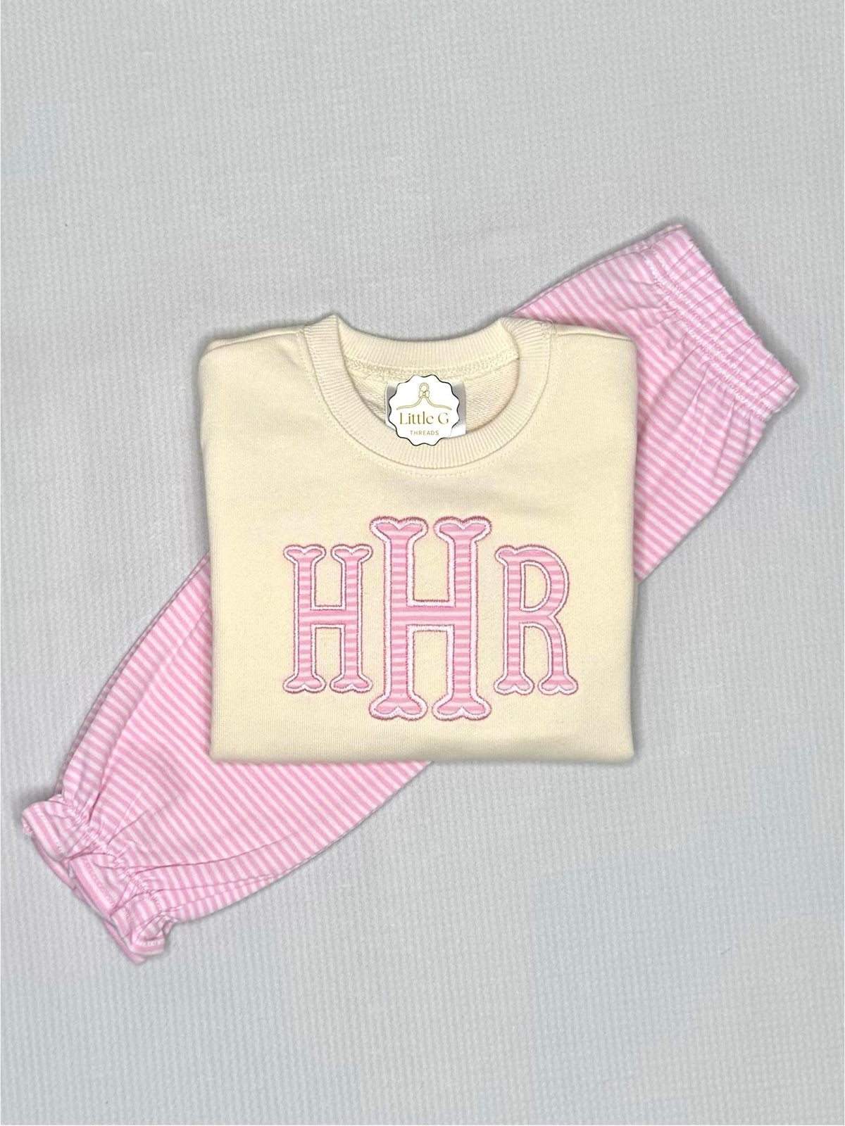 Pink Stripe Bubble Pant Set/Sweatshirt