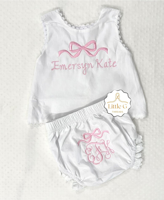 Simple Bow Swing Back Diaper Set