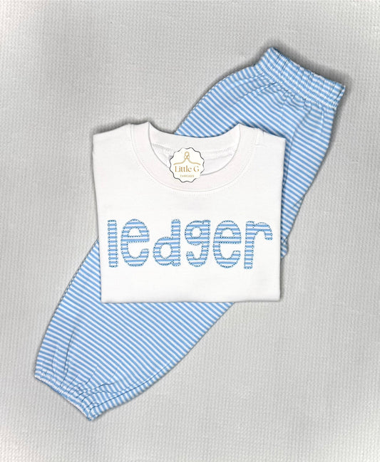 Blue Stripe Bubble Pant Set