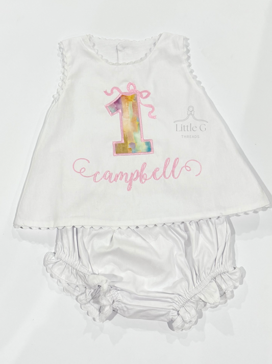1st Birthday Rainbow Swing Back Diaper Set