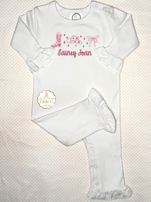 Cowboy Barbie LS Ruffle Romper