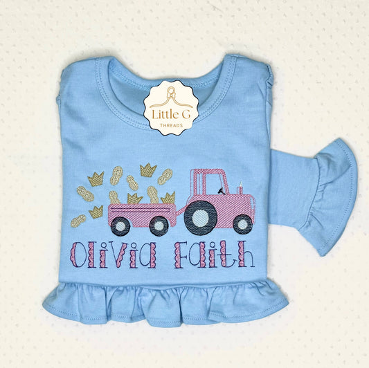 Peanut Tractor LS Ruffle Tee