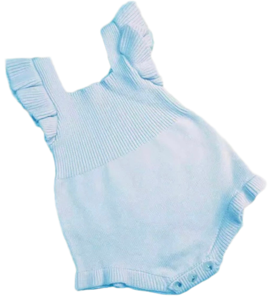KNIT SLEEVELESS RUFFLE ROMPER