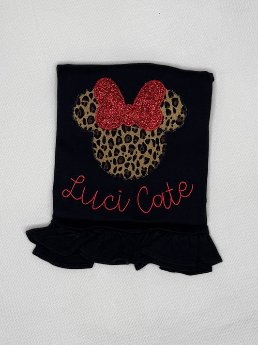 Leopard Minnie Head Tee