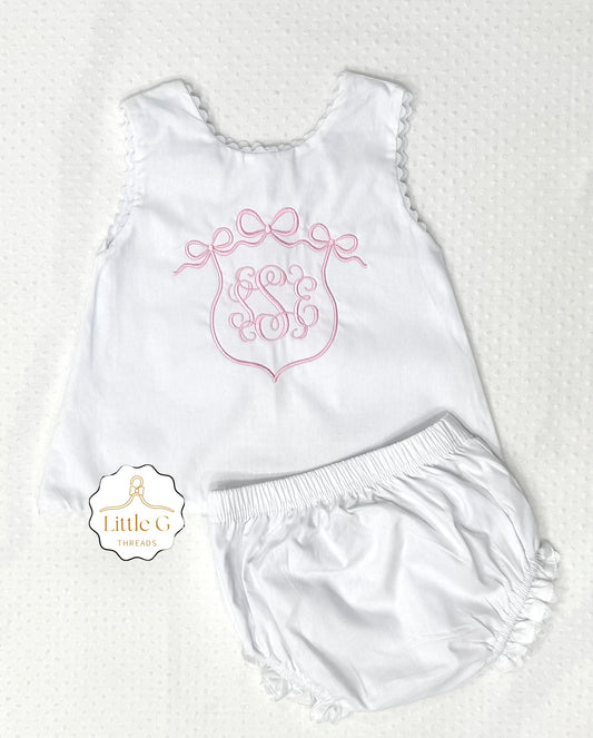 Triple Bow Crest Swing Back Diaper Set