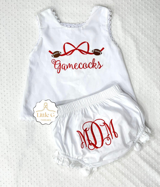 Gamecocks Football Bow Swing Back Diaper Set