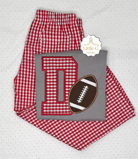 Football Initial Ginghan Pant Set