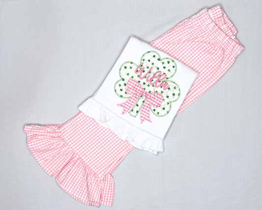 St. Patrick’s Day Clover with bow pant set