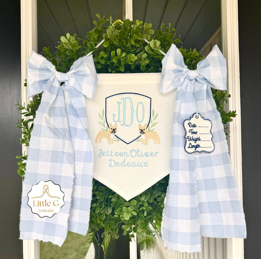 Birth Announcement Banner (Frenchies with Gingham Bows)