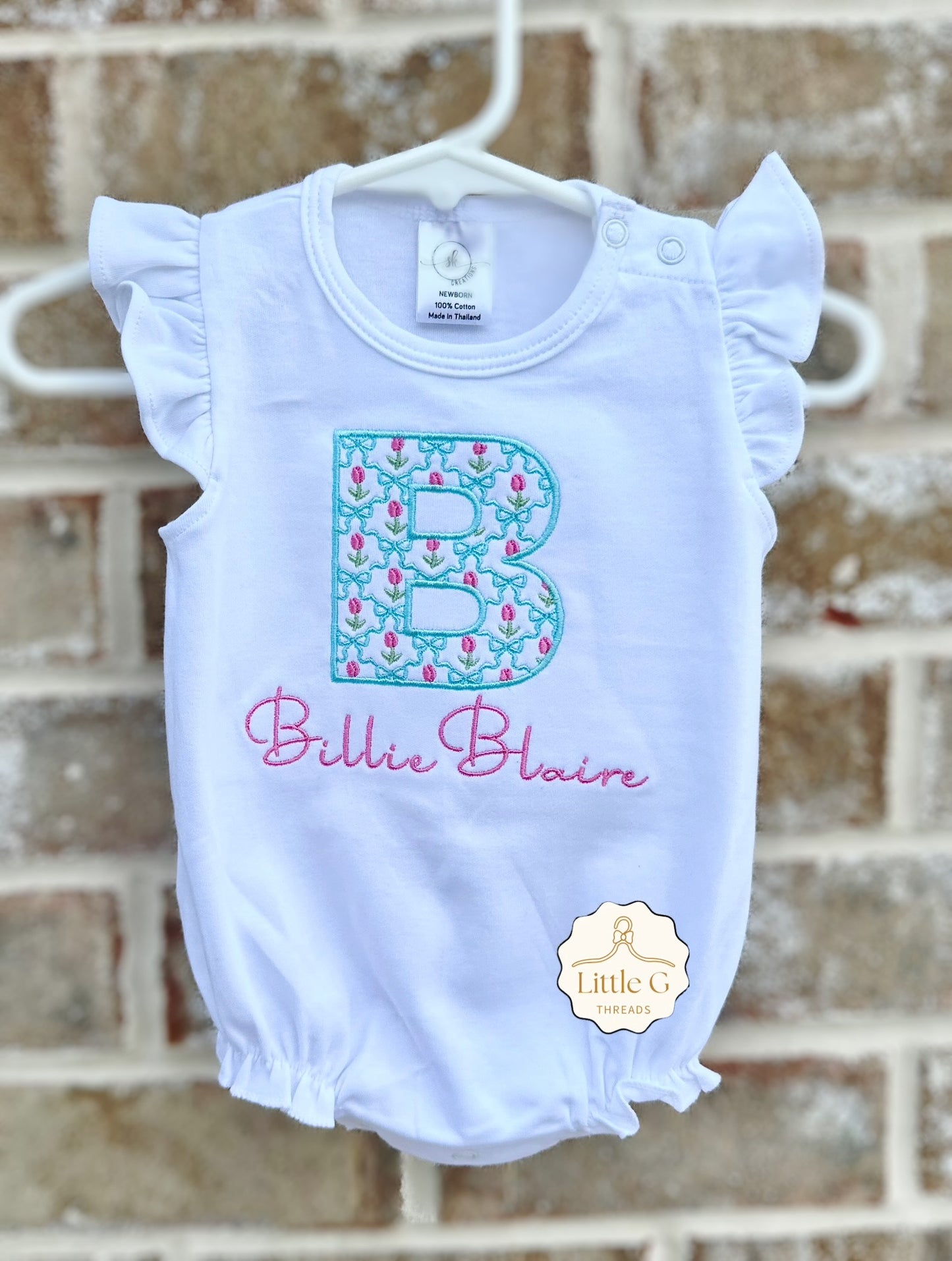 Tulips and Bows Intital Flutter Bubble