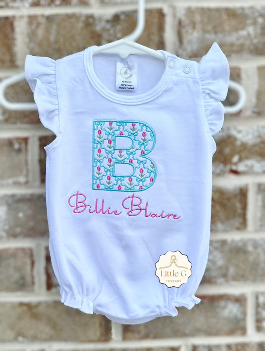 Tulips and Bows Intital Flutter Bubble