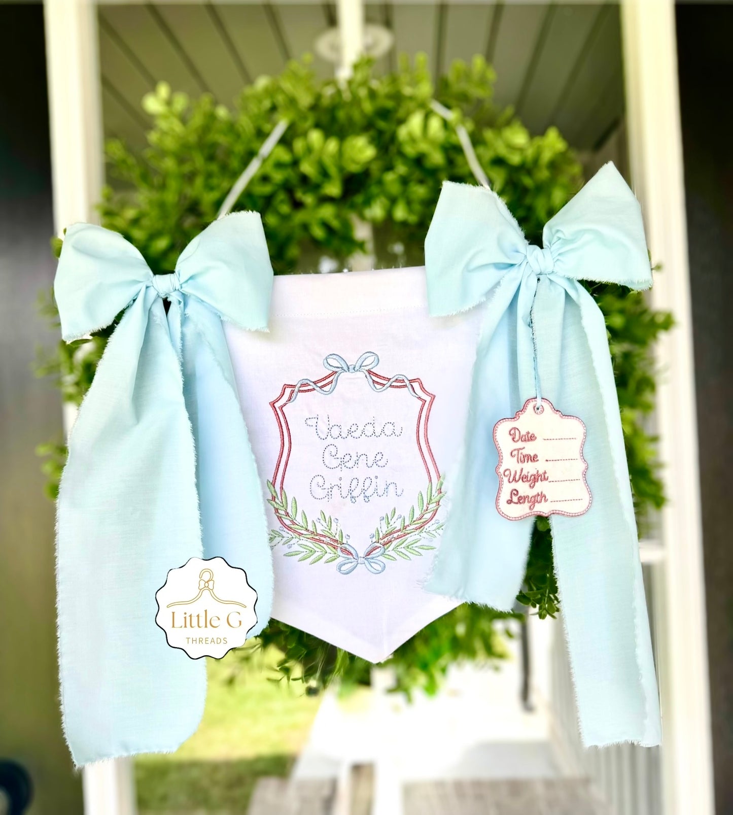 Birth Announcement Banner (Mauve/Blue)