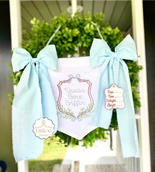 Birth Announcement Banner (Mauve/Blue)