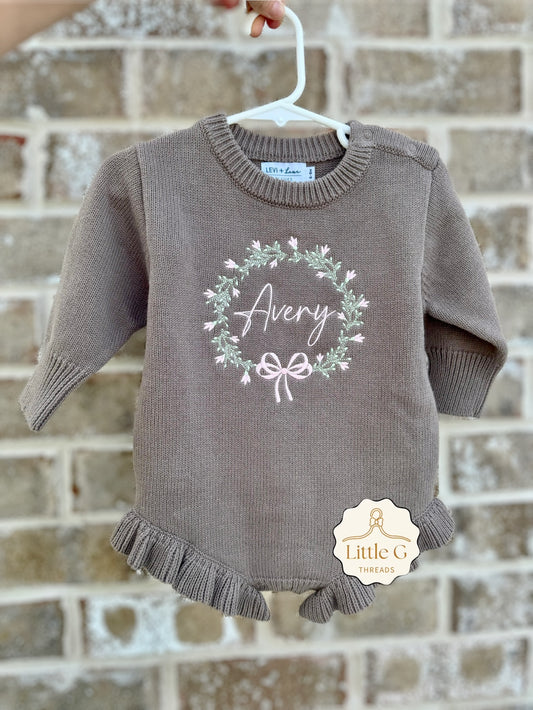 Long Sleeve Ruffle Knit Romper