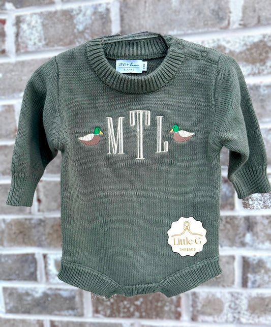Long Sleeve Knit Romper(Ducks)