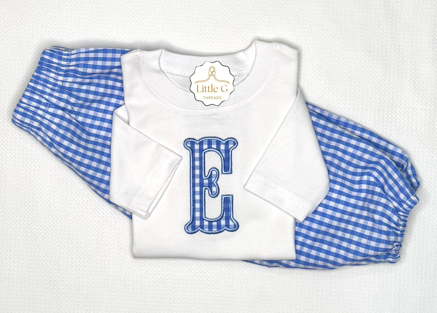 Gingham Initial Bubble Pant Set