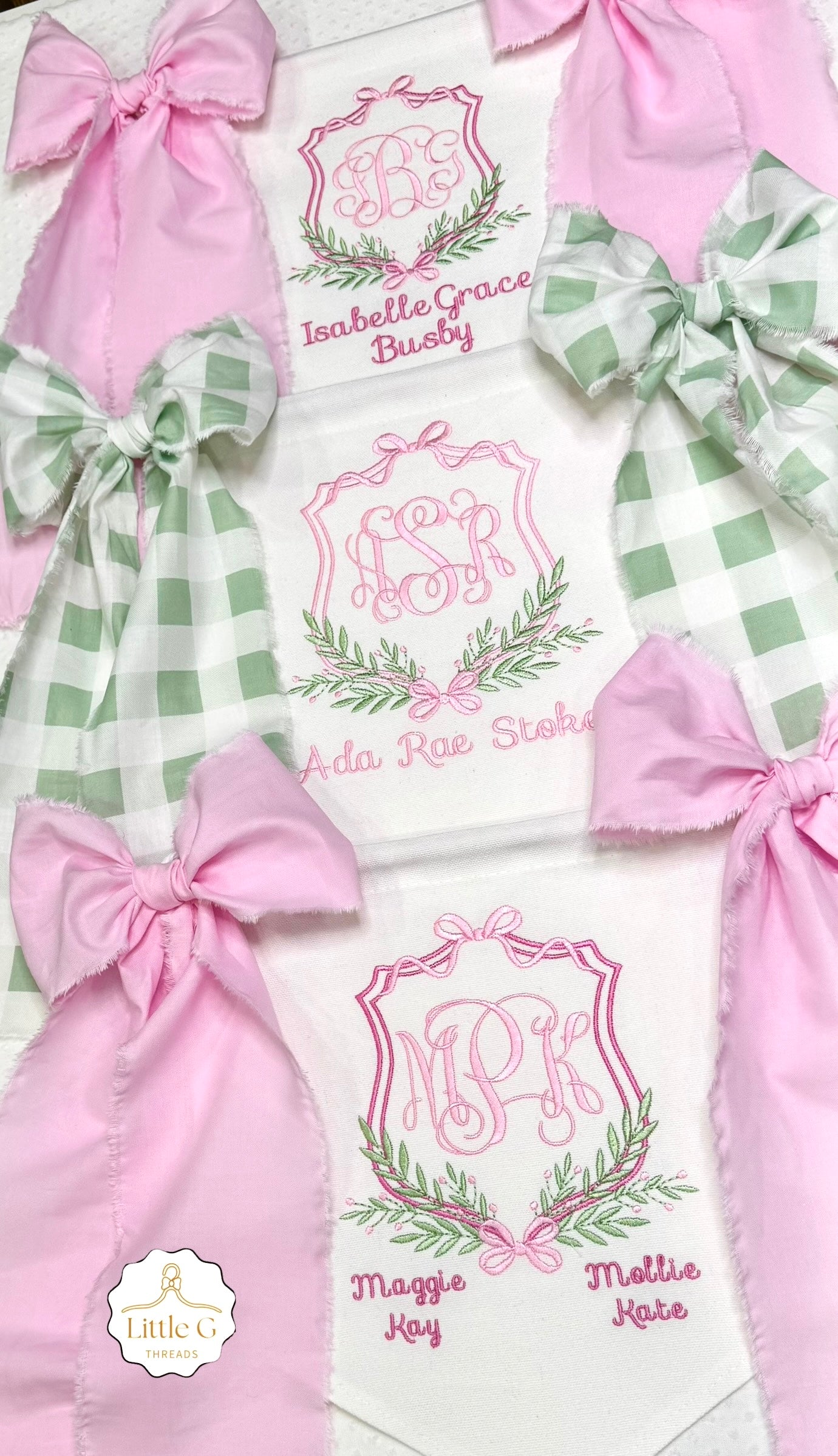 Birth Announcement Banner (Pink/Green Gingham)