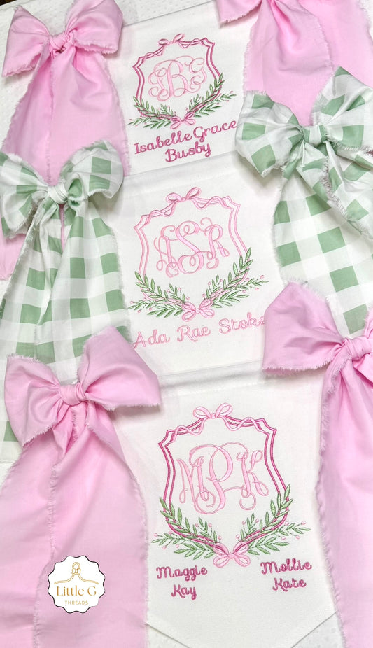 Birth Announcement Banner (Pink/Green Gingham)