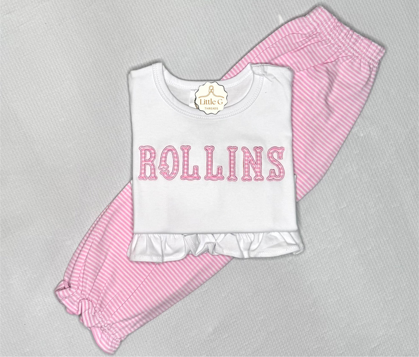 Pink Stripe Bubble Pant Set