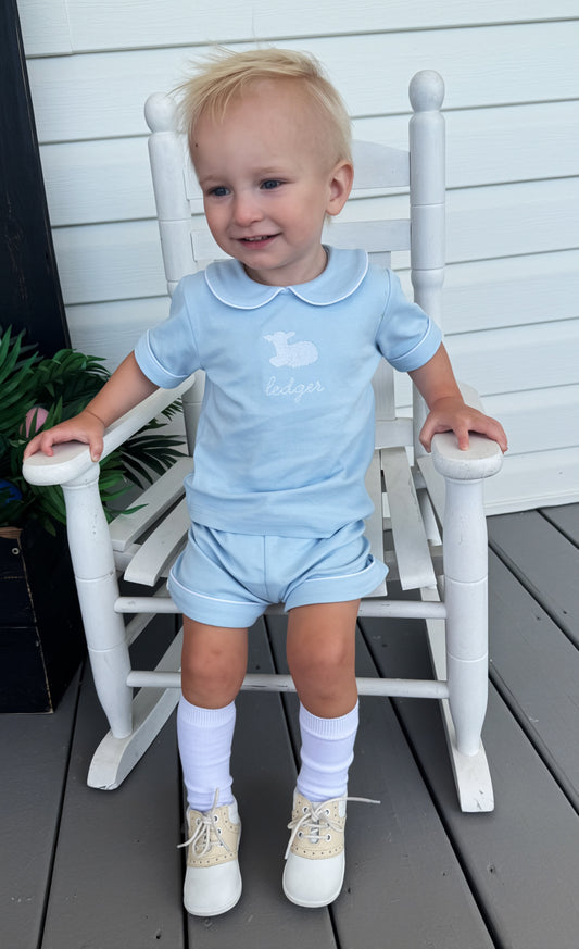 Piping Collared Short Set(lamb design)