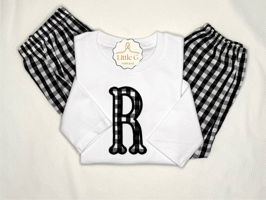 Gingham Initial Bubble Pant Set