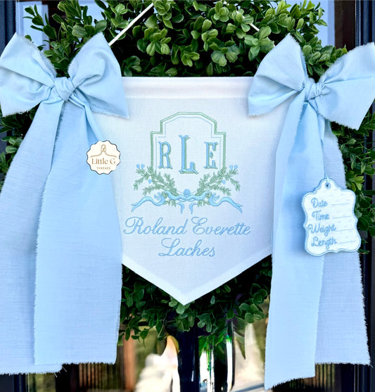 Birth Announcement Banner(Elegant Greenery)