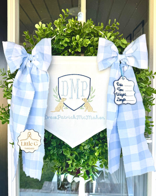 Birth Announcement Banner (Labs with Gingham Bows)