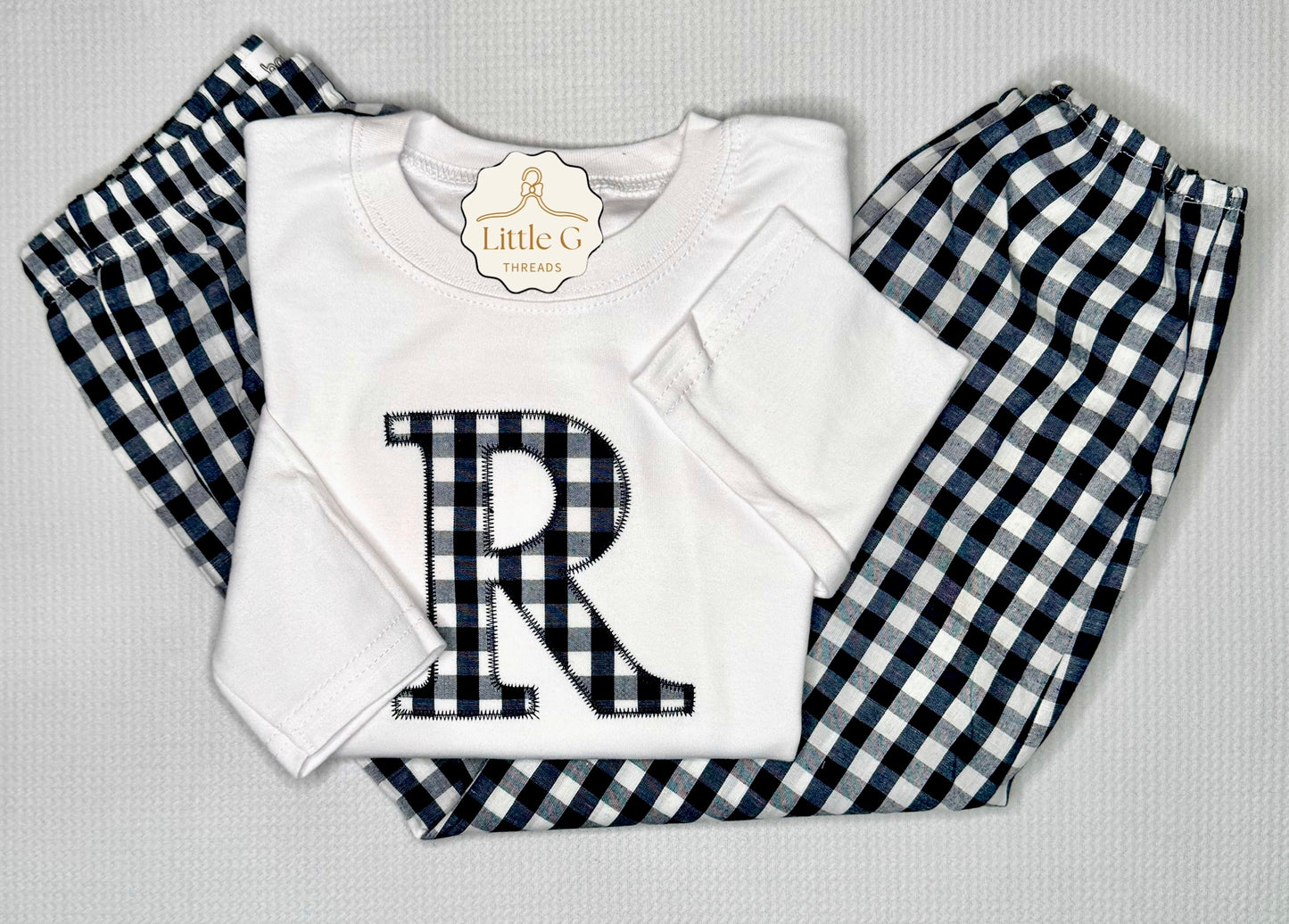 Gingham Initial Bubble Pant Set