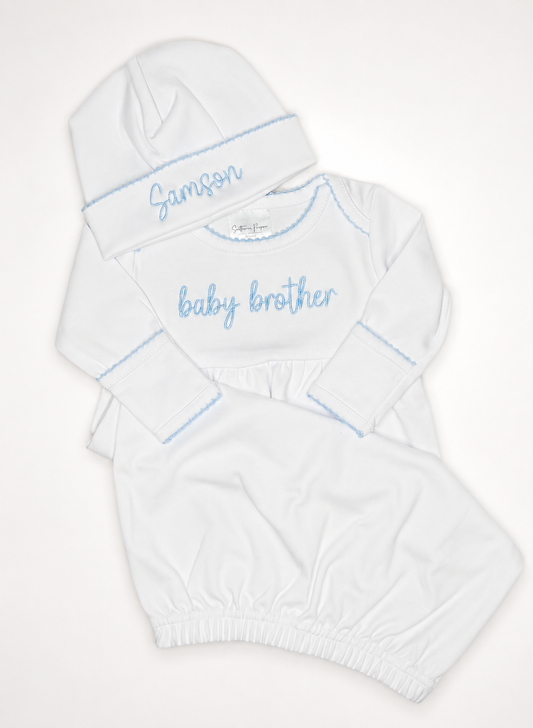 Baby Brother Gown/ Hat Set